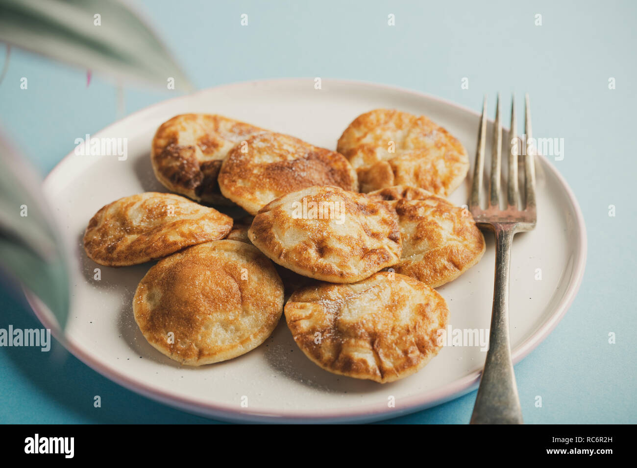 Dutch mini pancakes Stock Photo