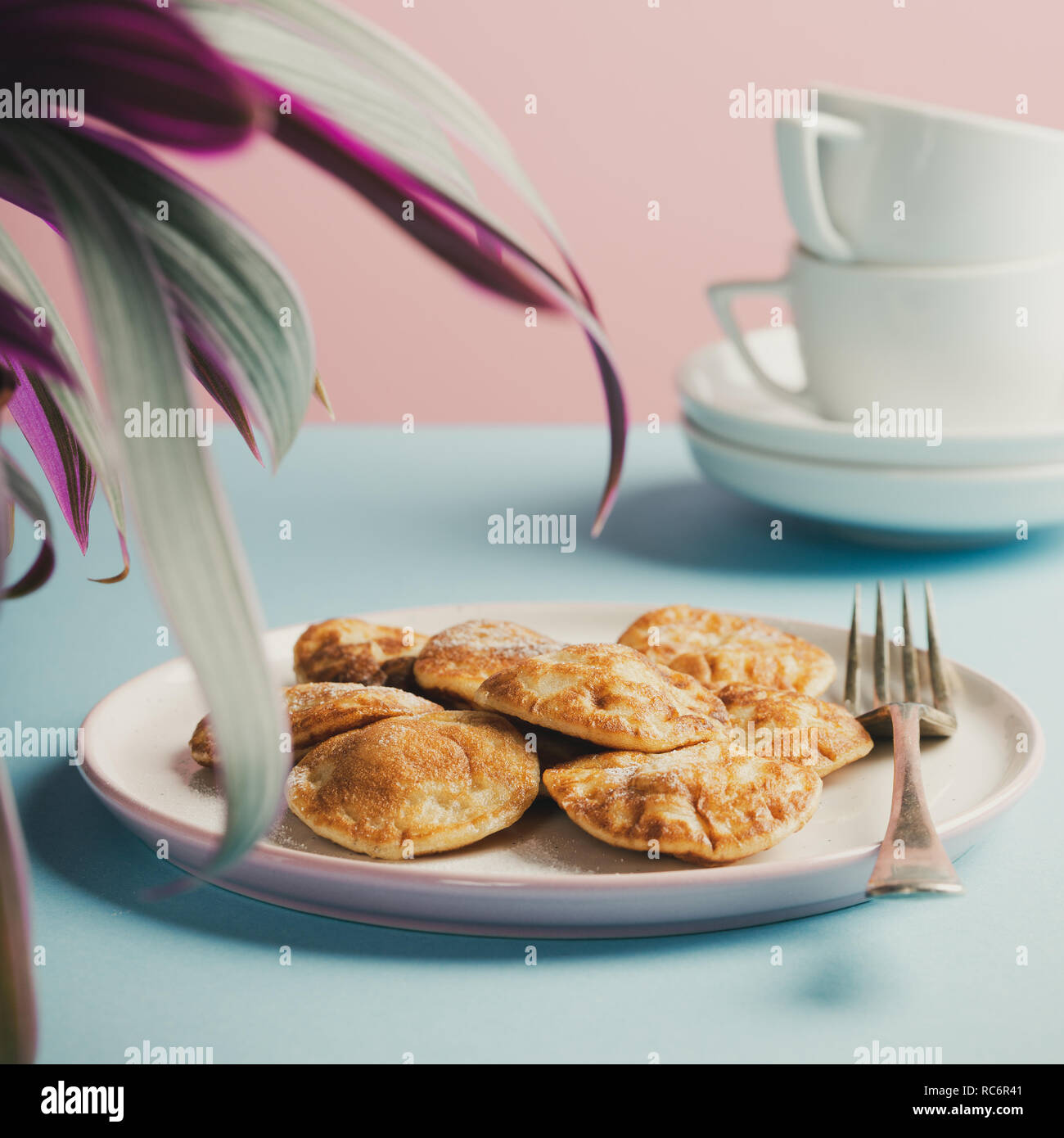 Dutch mini pancakes Stock Photo