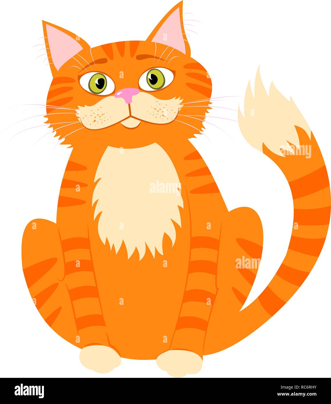 Beautiful cute red cat isolated on white background. Stock Vector