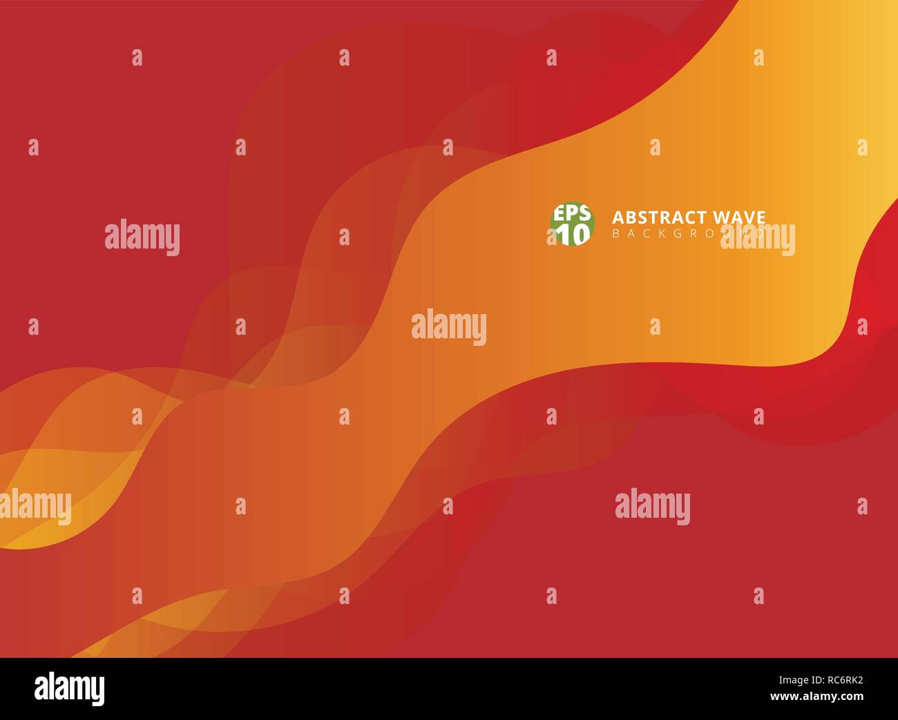 Abstract modern red waves overlap on yellow background with copy space ...