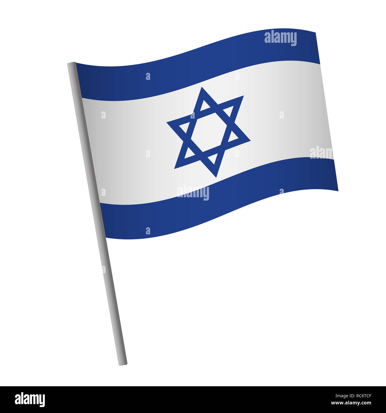Israel flag icon. National flag of Israel on a pole illustration Stock ...