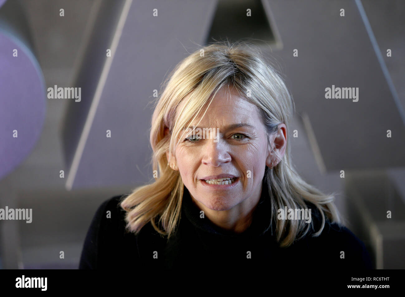 Zoe Ball outside Wogan House in London after her first morning hosting the BBC 2 Breakfast Show. Stock Photo