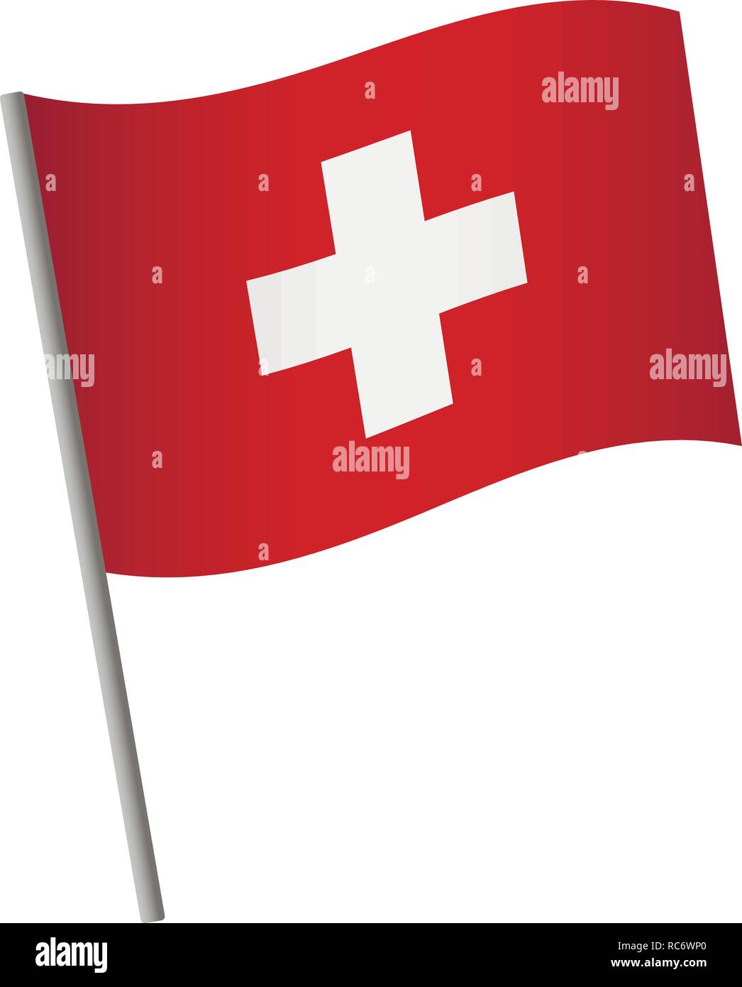 Switzerland flag icon. National flag of Switzerland on a pole vector