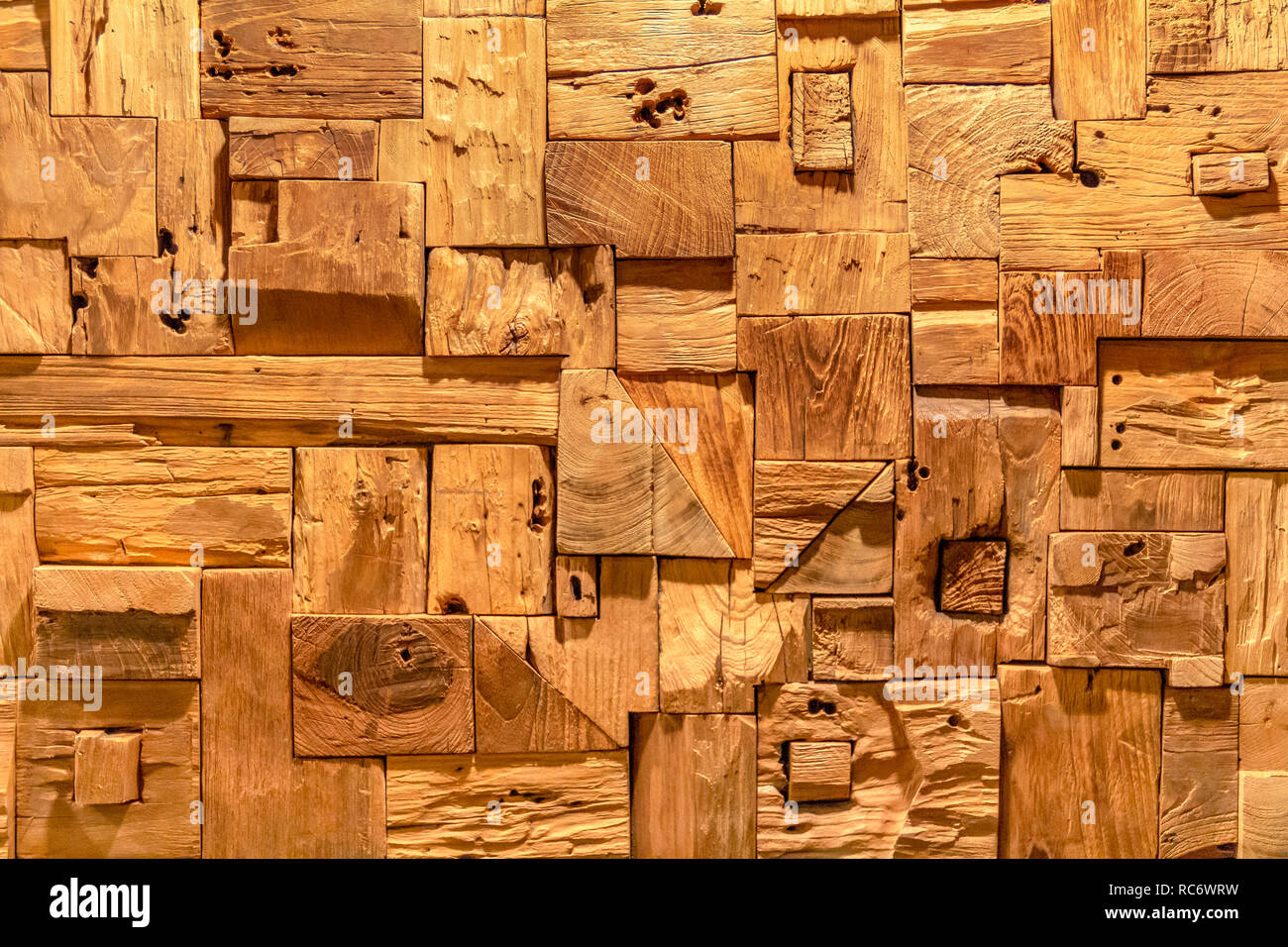 full frame detail of a interlocked wooden construction Stock Photo