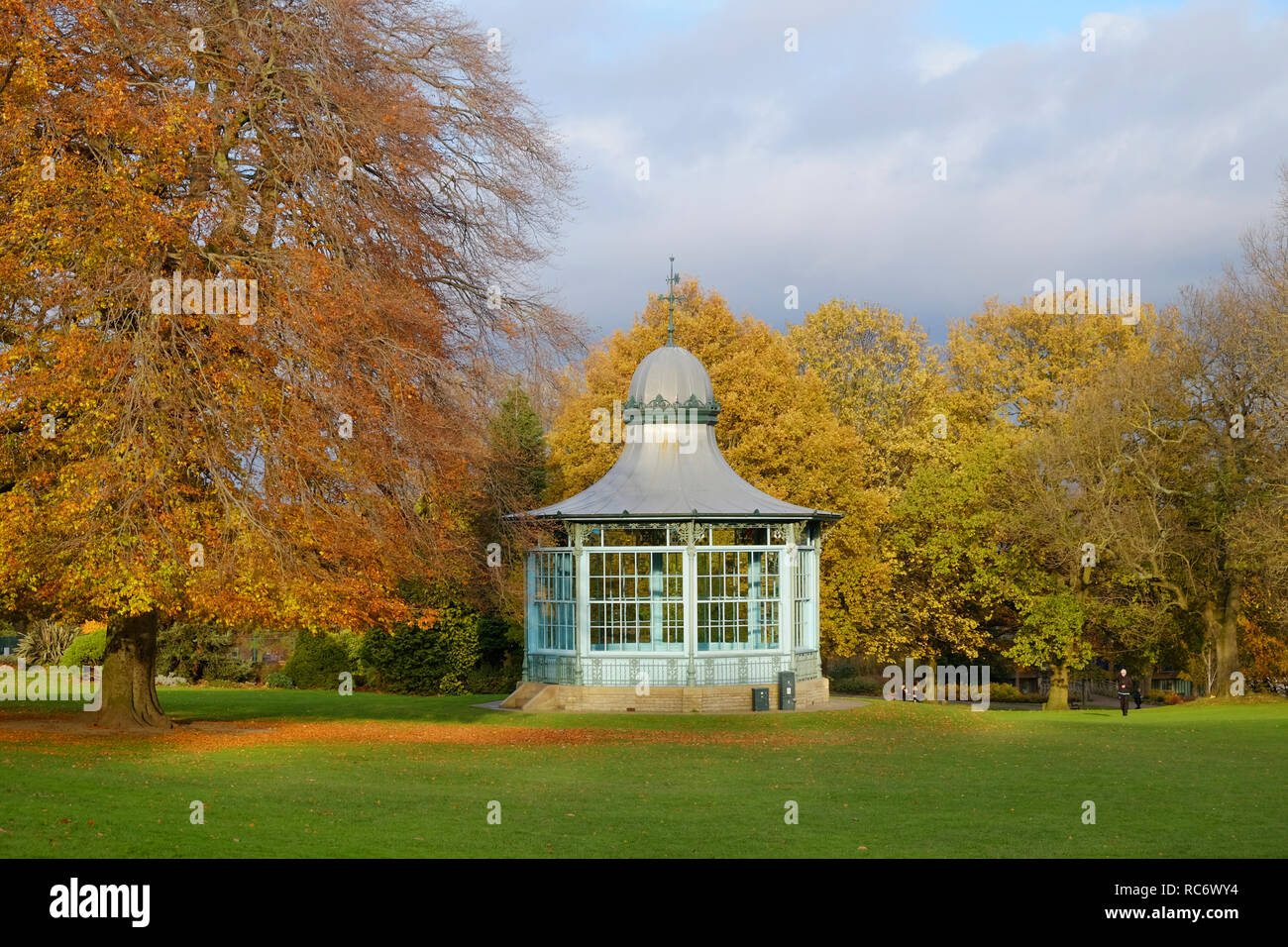 Victorian Bandstand at Weston Park, Sheffield, UK in autumn Stock Photo