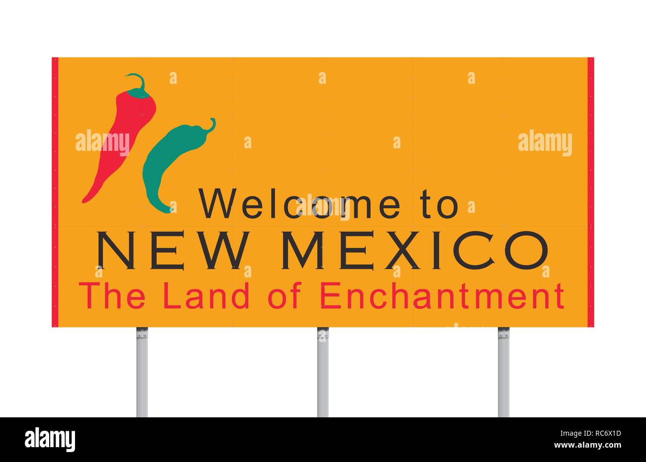 Vector illustration of the to New Mexico yellow road sign Stock