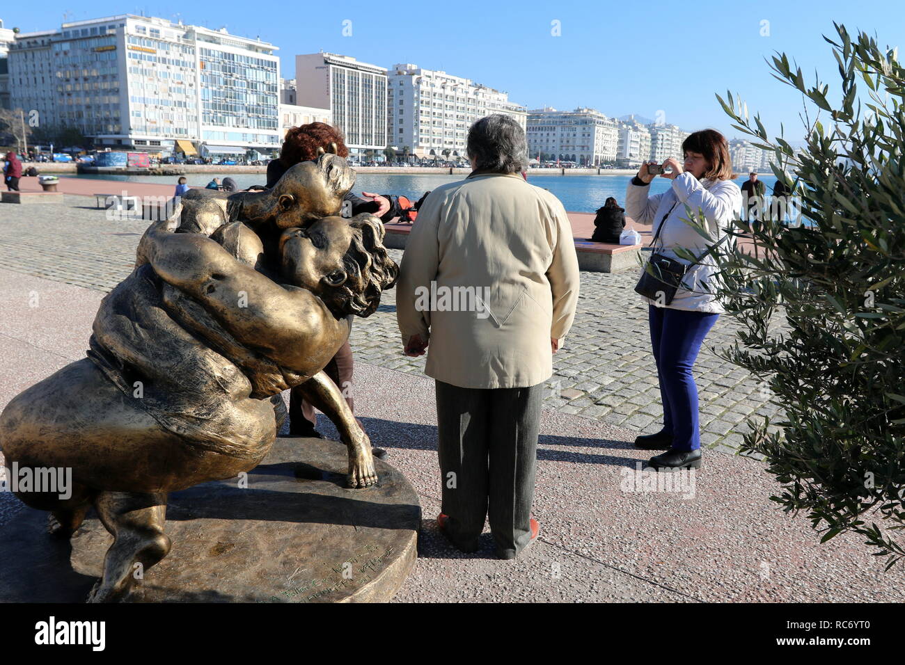 Statue by the Chinese artist  Xu Xongfei exhibited  in Thessaloniki, Greece, between December 17 and December 24, 2018. Stock Photo