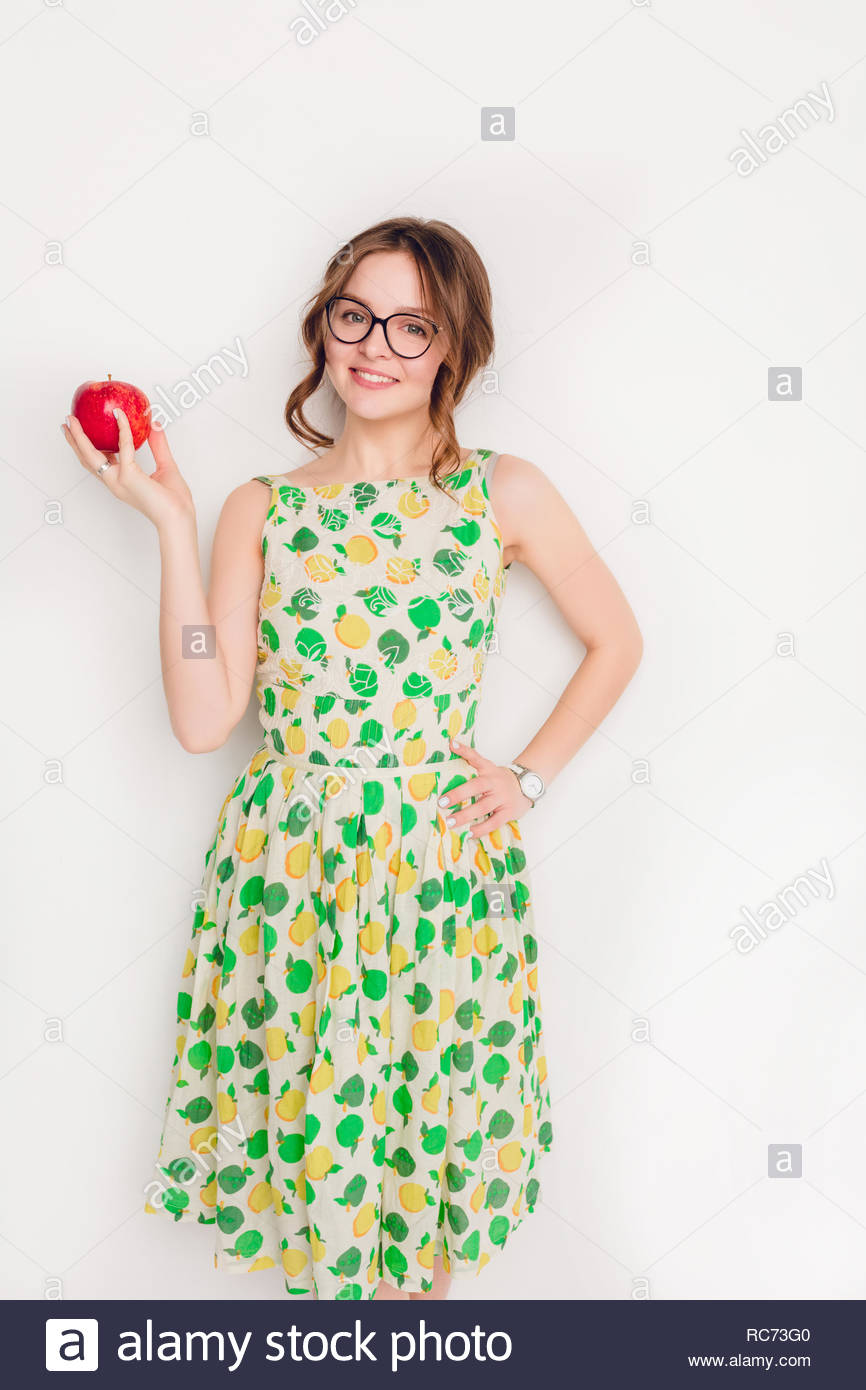 yellow dress with red apples