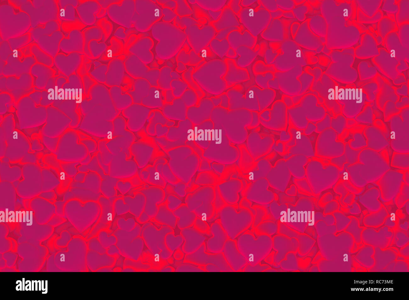 Valentine's Day Abstract 3D Background With Glowing Red and Pink Hearts ...