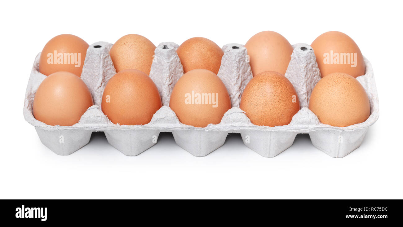 chicken eggs in the package on a white isolated background Stock Photo ...