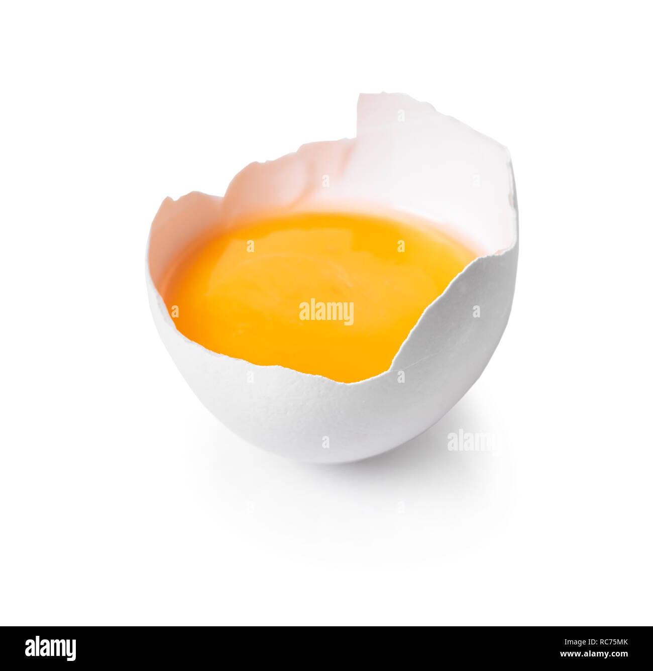 broken chicken egg on white isolated background Stock Photo - Alamy