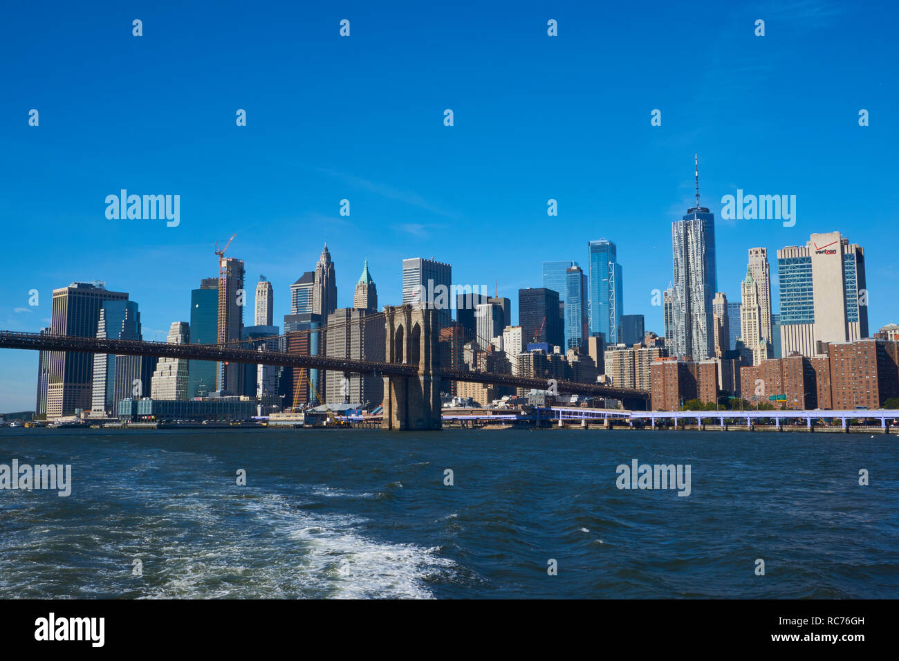 New York Brooklyn bridge and the skyline Stock Photo