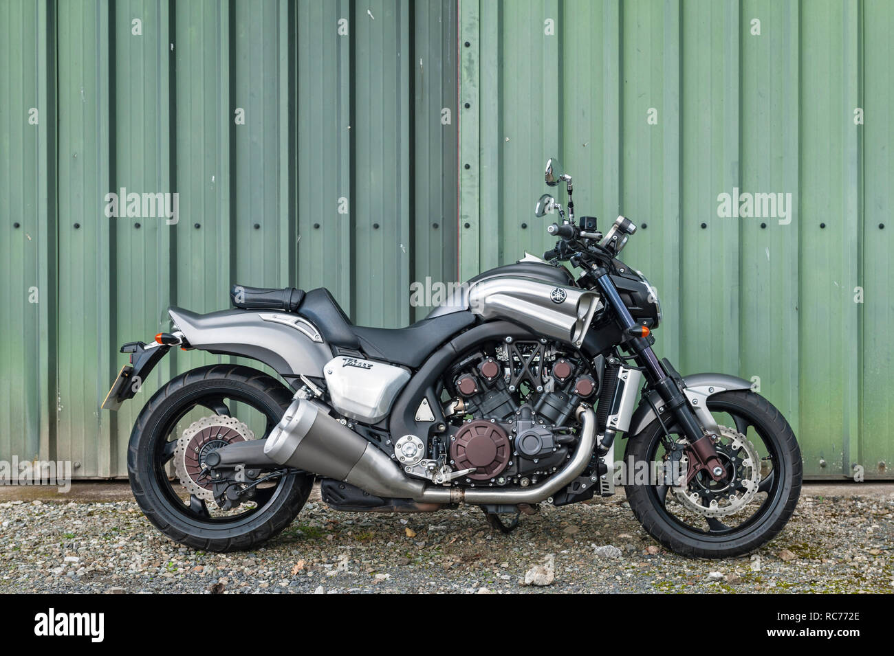 UK. Yamaha VMAX motorcycle, with a 4-cylinder liquid cooled 1679cc V4 engine Stock Photo