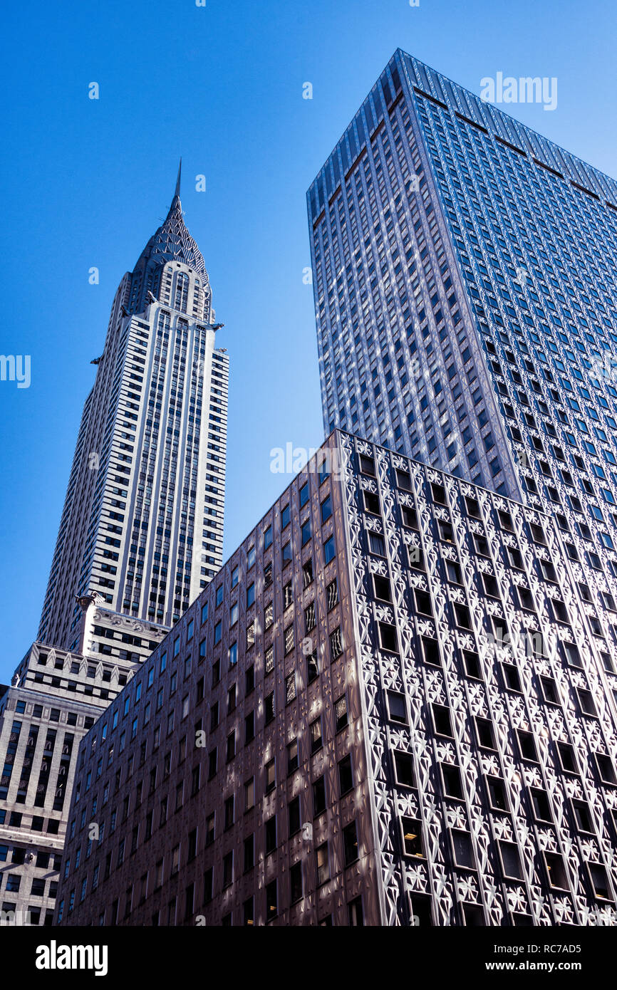 New york low angle blue skyscrapers hi-res stock photography and images ...