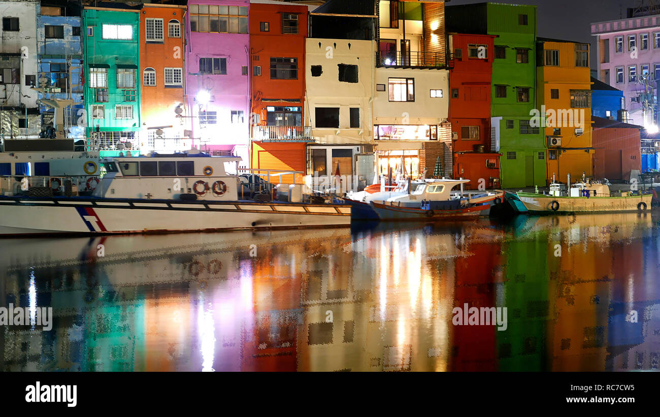 The Zhengbin Fishing Port in north of Taiwan with nice house color and view  Stock Photo - Alamy