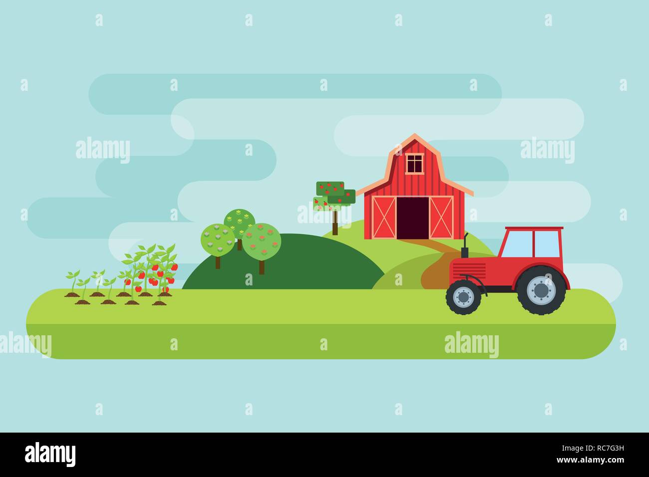 Agriculture and Farming. Rural landscape. Vector illustration Stock ...