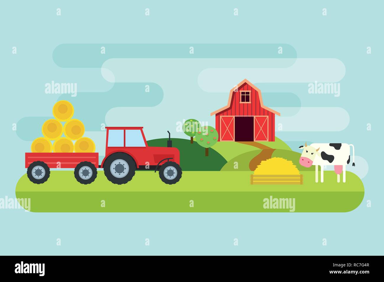 Agriculture and Farming. Rural landscape. Vector illustration Stock ...