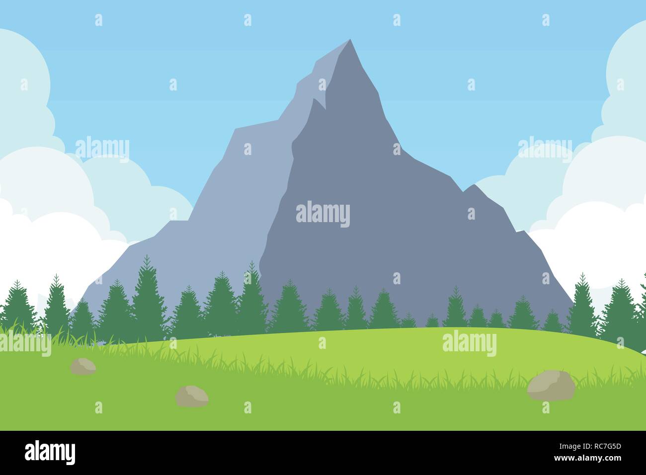 Nature landscape in flat style. Vector landscape. Mountains Stock Vector