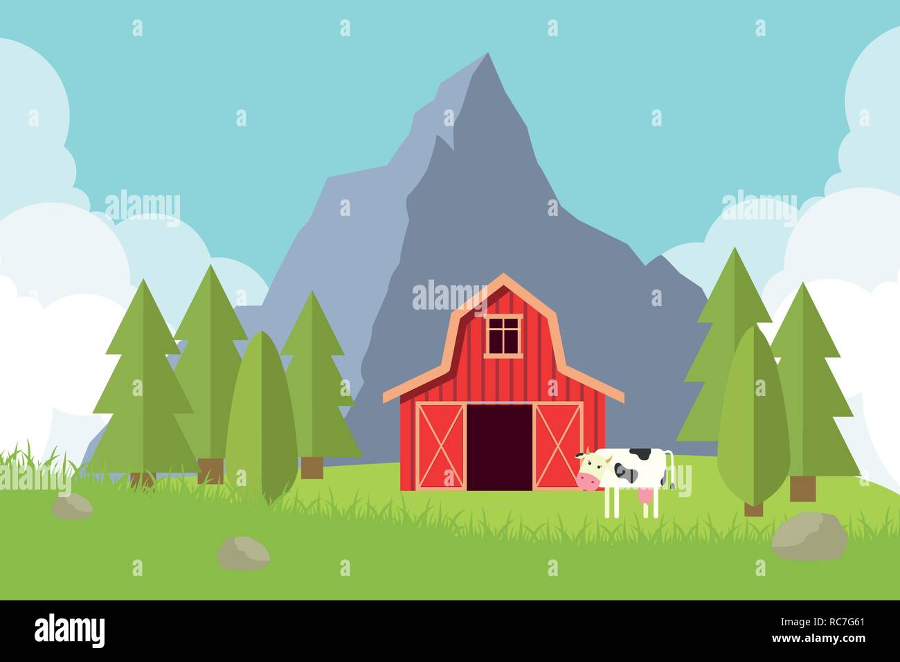 Agriculture and Farming. Rural landscape. Vector illustration Stock ...
