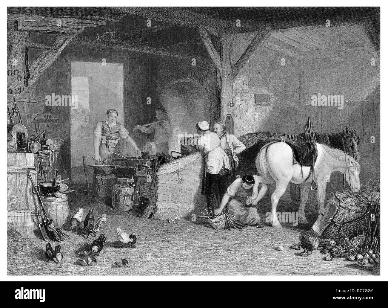 J.M.W Turner A country blacksmith engraved by C. W. Sharpe Stock Photo