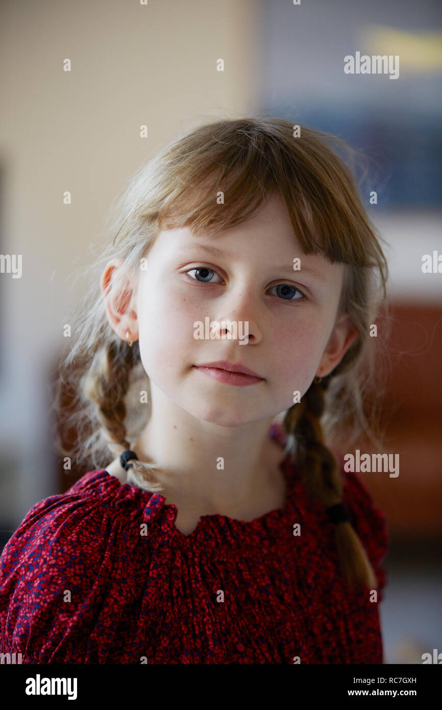 Portrait of girl with pigtails Stock Photo - Alamy