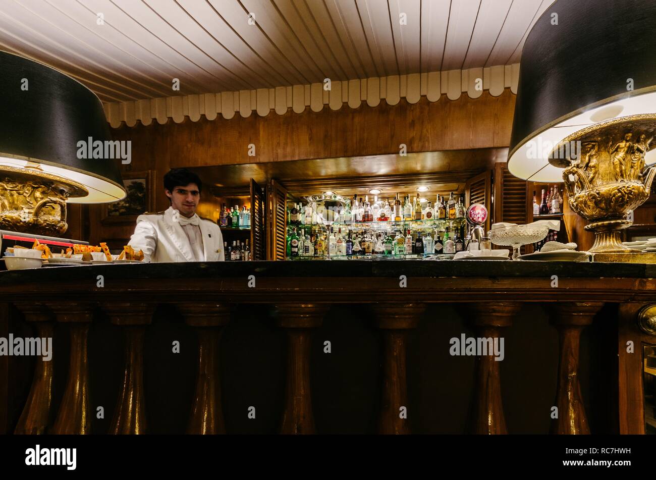 Famous Spy Bar in Hotel Palacio, Estoril, Portugal, made famous as a gathering place for WWII spies including British Naval Officer, Ian Fleming Stock Photo