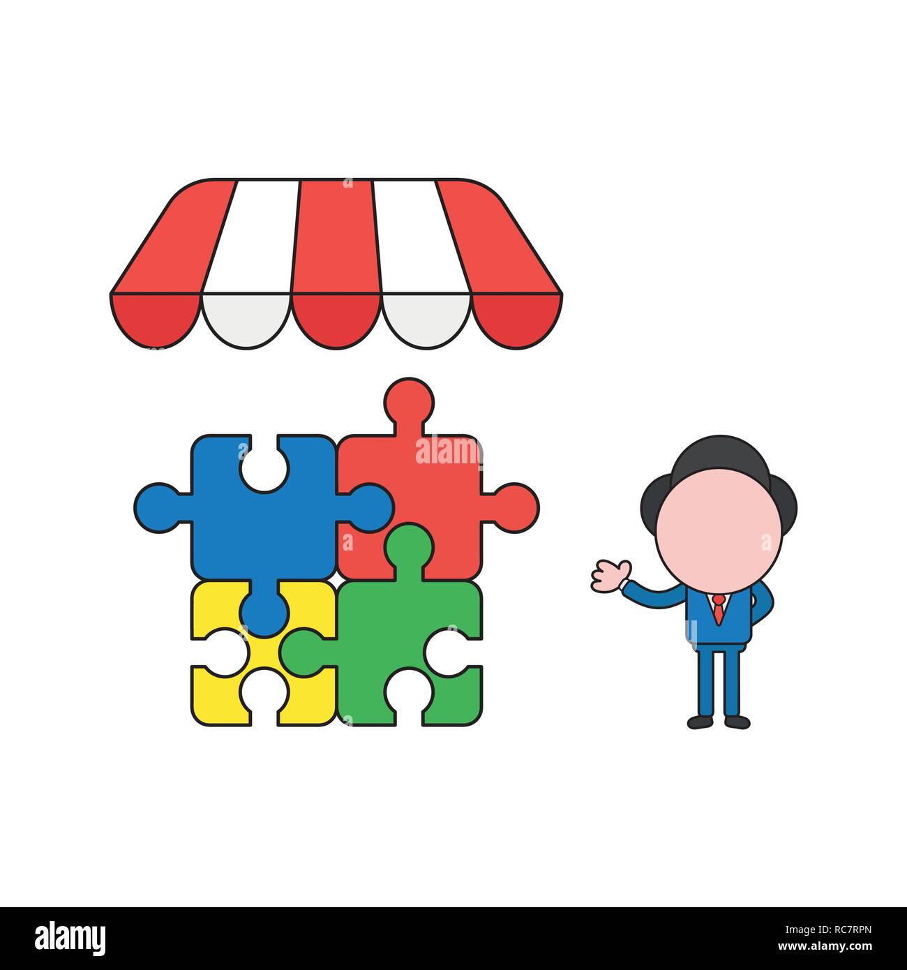 Vector illustration concept of businessman character with four