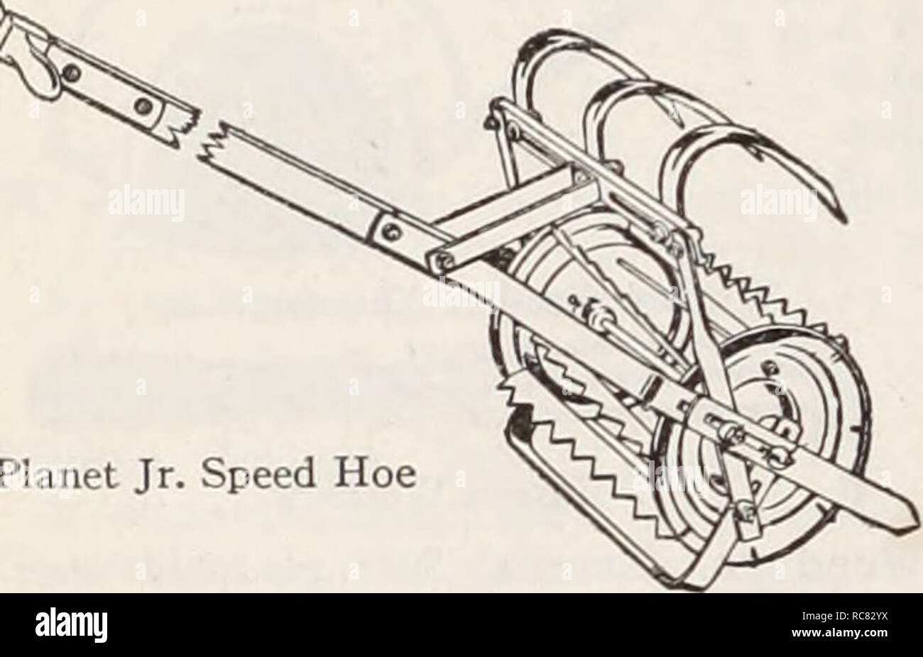 . Dreer's garden book / Henry A. Dreer.. Nursery Catalogue. SEAMLESS DISCHARGER Cahoon Broadcast Seed Sower For broadcasting grass seed upon fairly large areas. Clovers, millets, and similar farm seeds, too, may be accurately broadcast, $5.00.. Planet Jr. Speed Hoe No. 16 Planet Jr. Single Wheel Hoe. Please note that these images are extracted from scanned page images that may have been digitally enhanced for readability - coloration and appearance of these illustrations may not perfectly resemble the original work.. Dreer, Henry A. (Firm); Dreer, Henry A. (Firm). Henry A. Dreer. Stock Photo