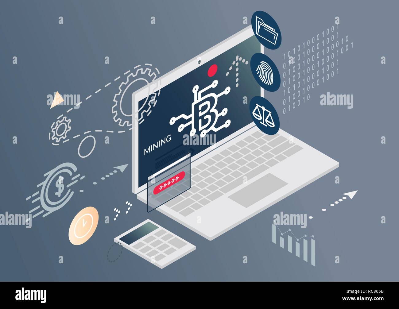 Challenges with Cryptocurrency Abstract Illustration as EPS 10 File Stock Vector
