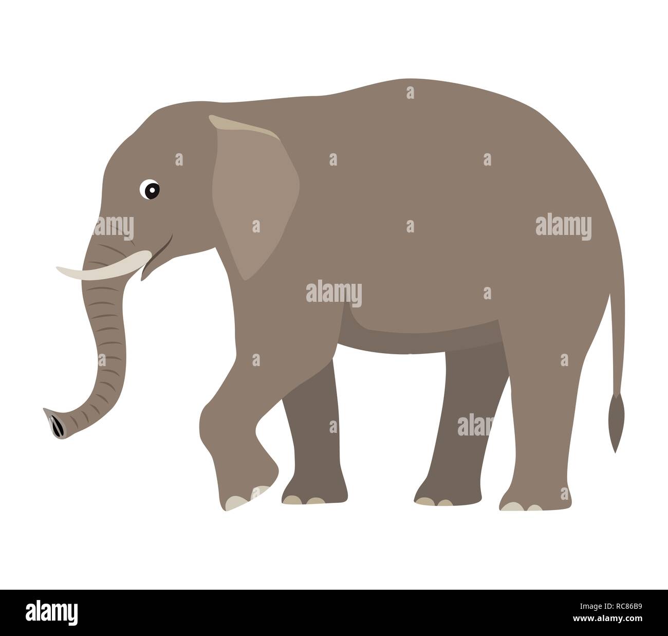 Cartoon cute wild animal, big gray elephant Stock Vector