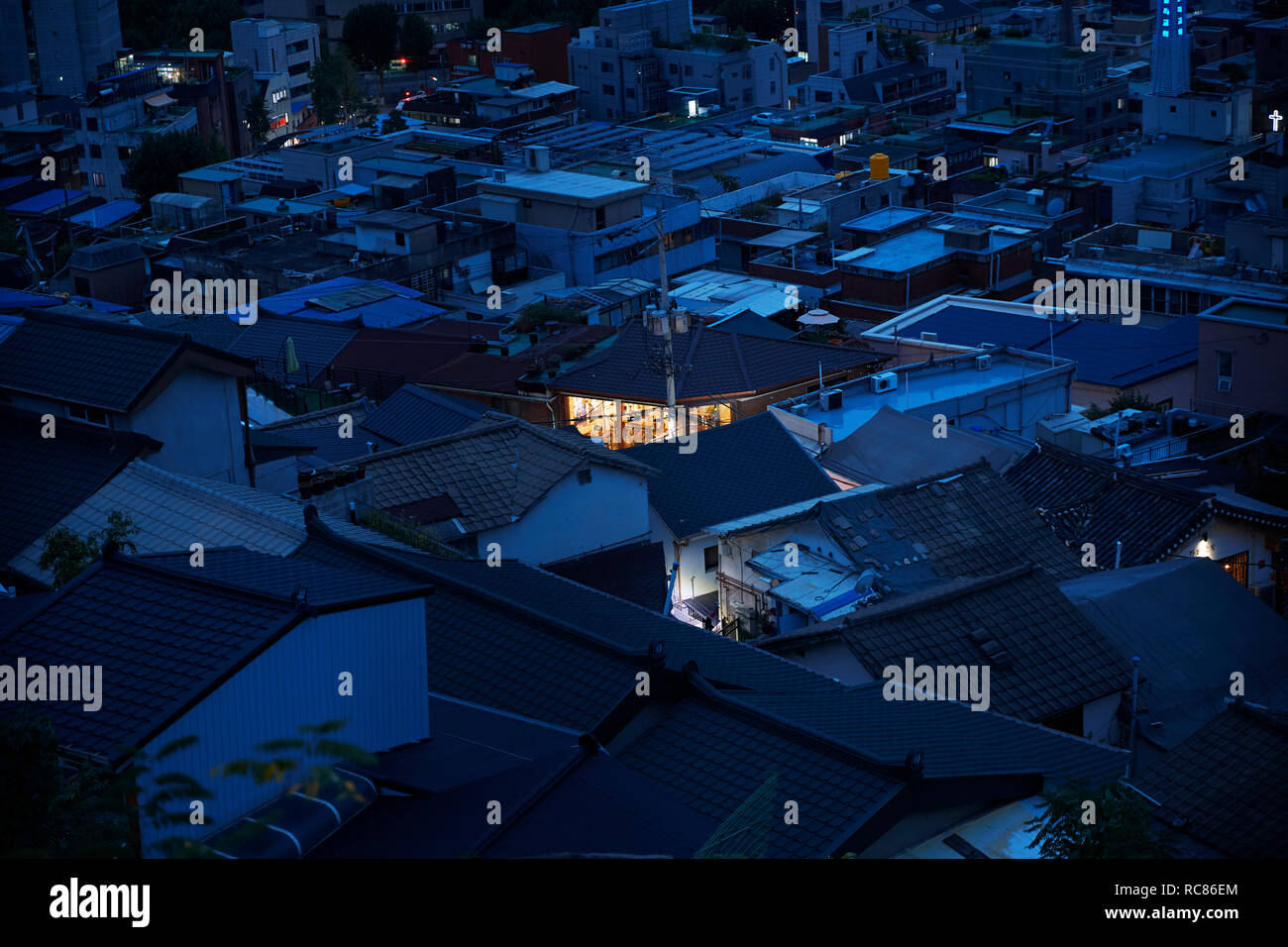 Township at night, Seoul, South Korea Stock Photo