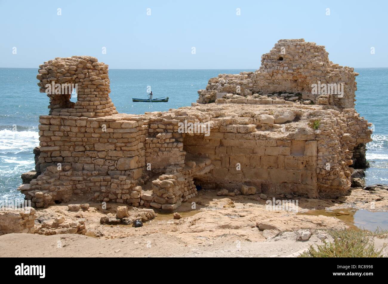 Ruin on the beach, Mahdia, Tunis, Africa Stock Photo
