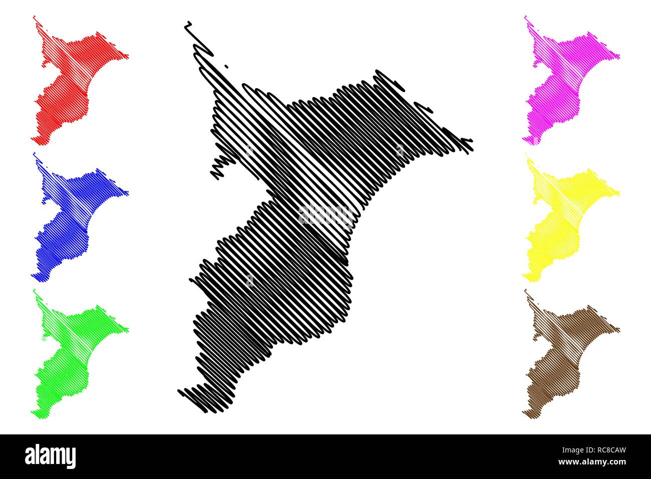 Chiba Prefecture (Administrative divisions of Japan, Prefectures of Japan) map vector illustration, scribble sketch Chiba map Stock Vector