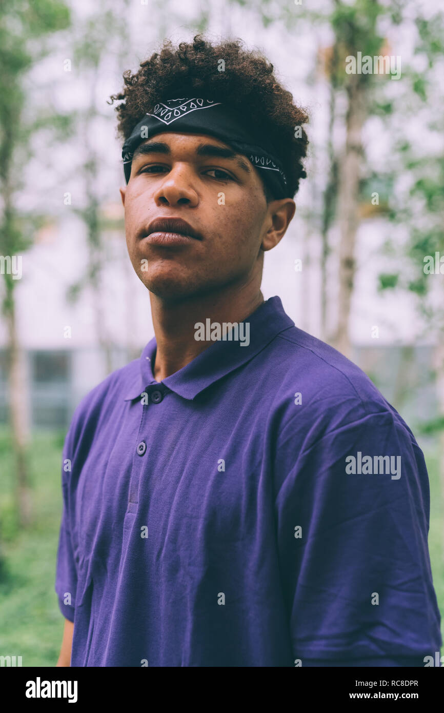 Portrait of man with bandana Stock Photo - Alamy