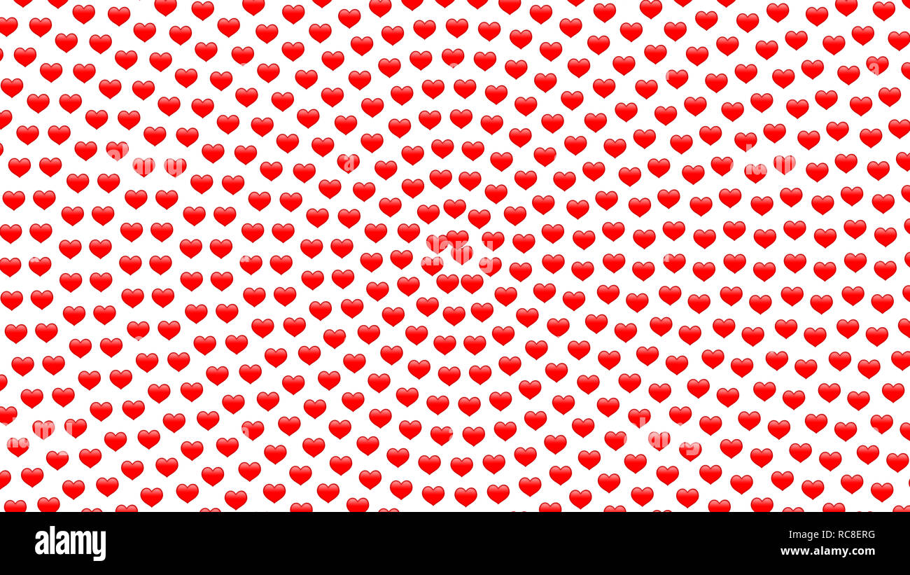 Simple 3d small hearts spiral pattern on white background, large size texture Stock Photo