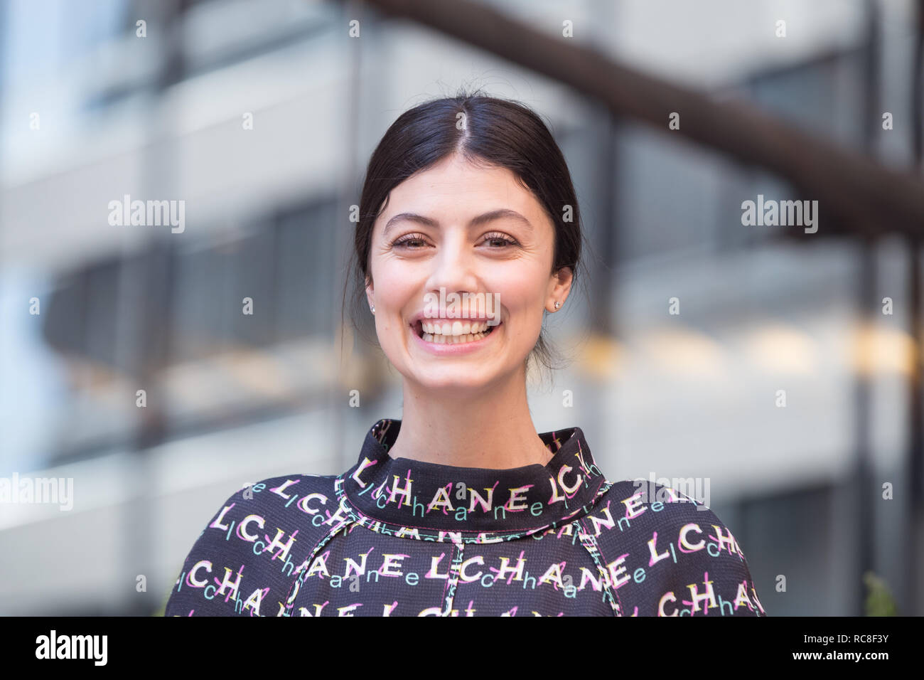 Roma, Italy. 14th Jan, 2019. Alessandra Mastronardi Photocall of the Italian film "L'Agenzia dei Bugiardi" Credit: Matteo Nardone/Pacific Press/Alamy Live News Stock Photo