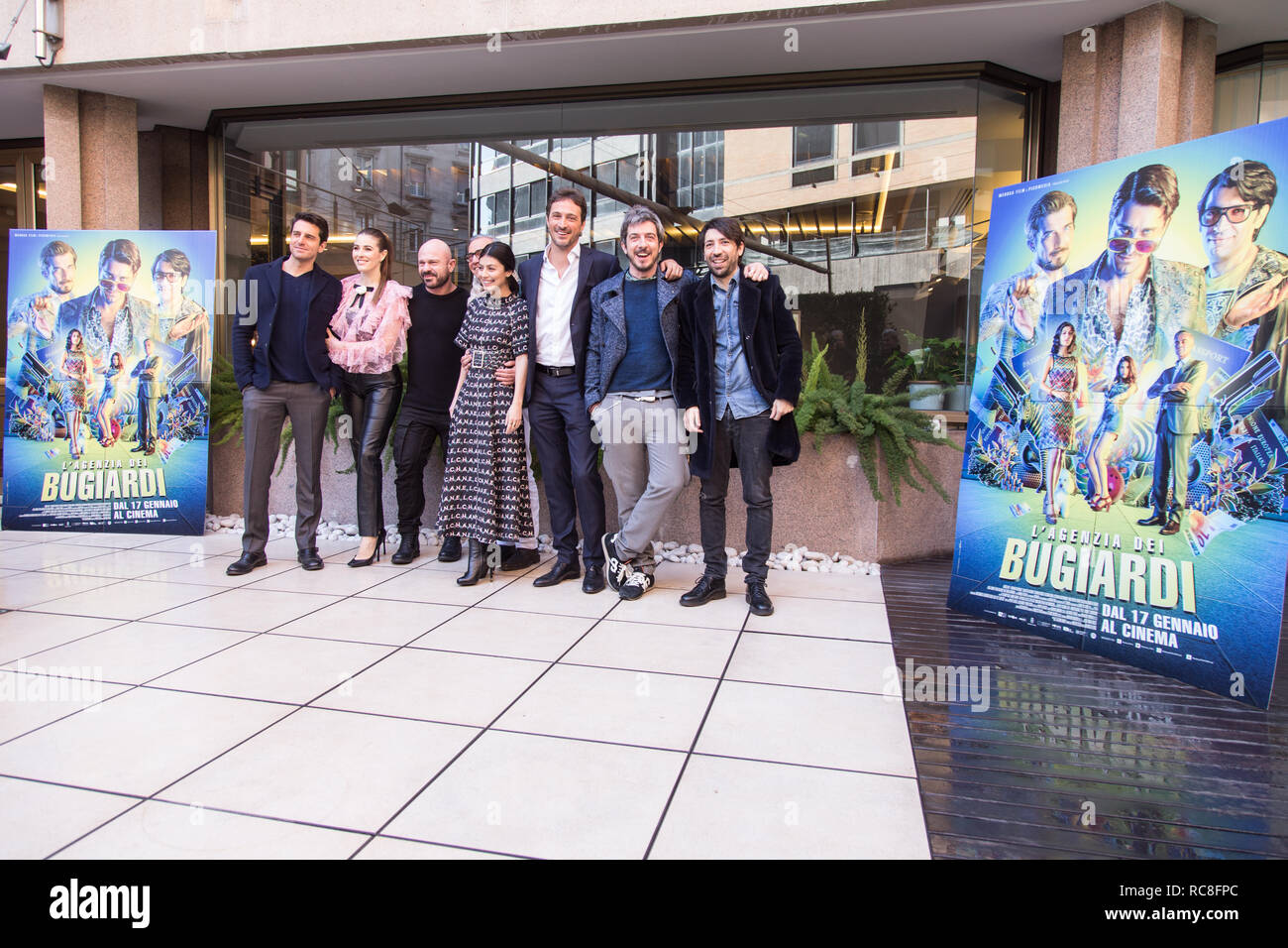 Roma, Italy. 14th Jan, 2019. Cast during photocall of the Italian film "L'Agenzia dei Bugiardi" Credit: Matteo Nardone/Pacific Press/Alamy Live News Stock Photo