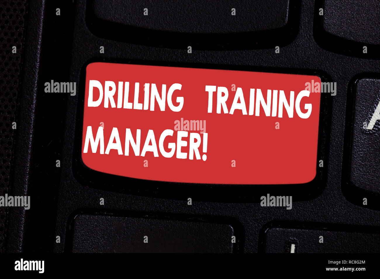 Handwriting text Drilling Training Manager. Concept meaning Give the staff the understanding