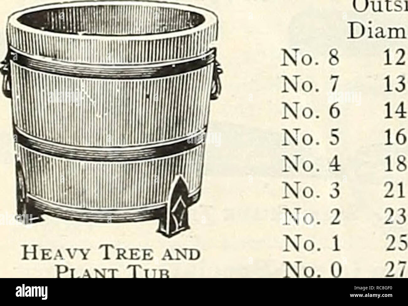 . Dreer's garden book 1929. Seeds Catalogs; Nursery stock Catalogs; Gardening Equipment and supplies Catalogs; Flowers Seeds Catalogs; Vegetables Seeds Catalogs; Fruit Seeds Catalogs. 81 8 10 SO 65 101 10 11 80 121 12 13 1 15 15 14 15 1 70 17 16 17 2 10 19,i 18 19 2 95 2li 20 20 4 00. Hea'y Tree and Plant Tub 101 lU 12i 14i 16i 18^ 21 231 25 9J 10 12 14 16 18 20 2U 24 Each S3 55 4 10 4 65 5 85 6 50 8 05 9 90 11 10 12 50. Please note that these images are extracted from scanned page images that may have been digitally enhanced for readability - coloration and appearance of these illustrations  Stock Photo