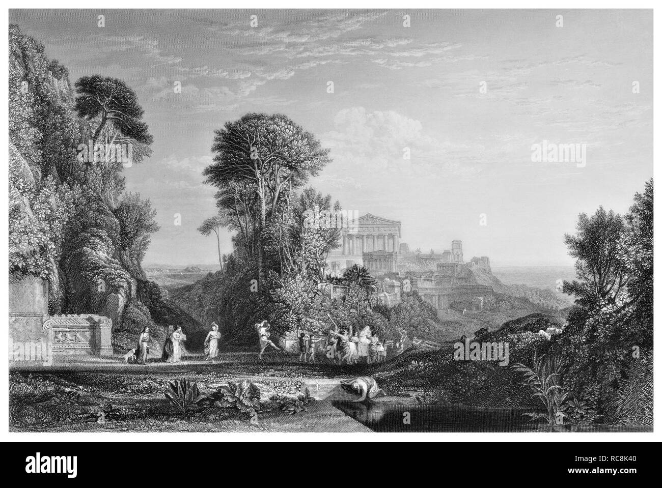 J.M.W Turner Temple of Jupiter Panhellenius engraved by J. B. Allen Stock Photo