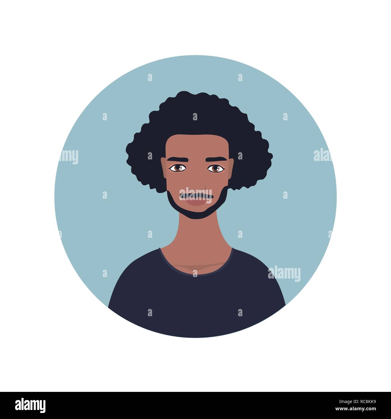 Young exotic looking man icon Perfect front face view Mixed race South East Asian Islander African Arabic Stock Vector