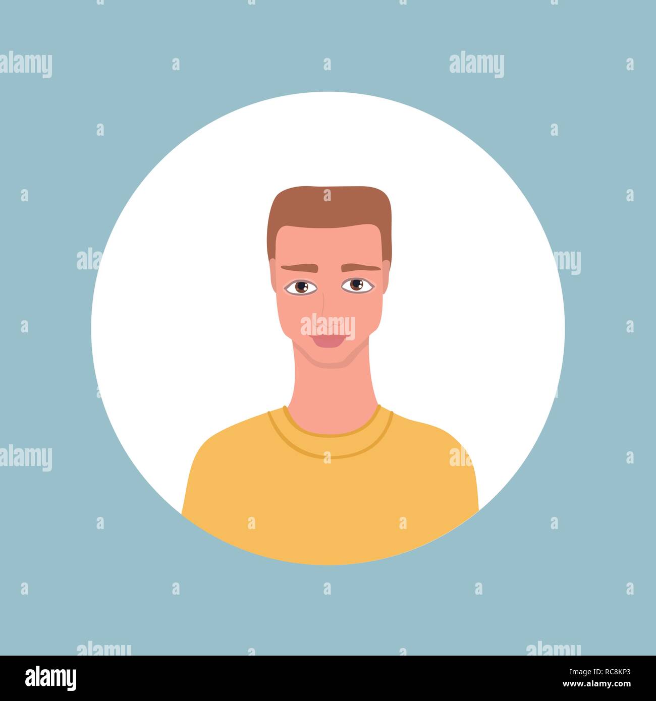 Young adult portrait Handsome Caucasian man icon Stock Vector