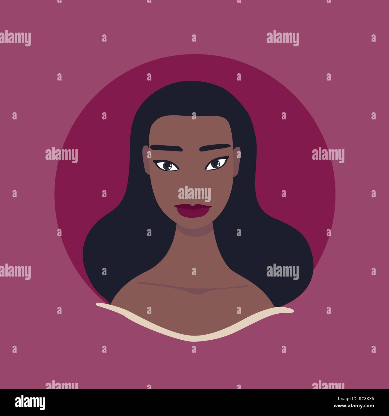 Beautiful young woman face portrait Profile picture Stock Vector