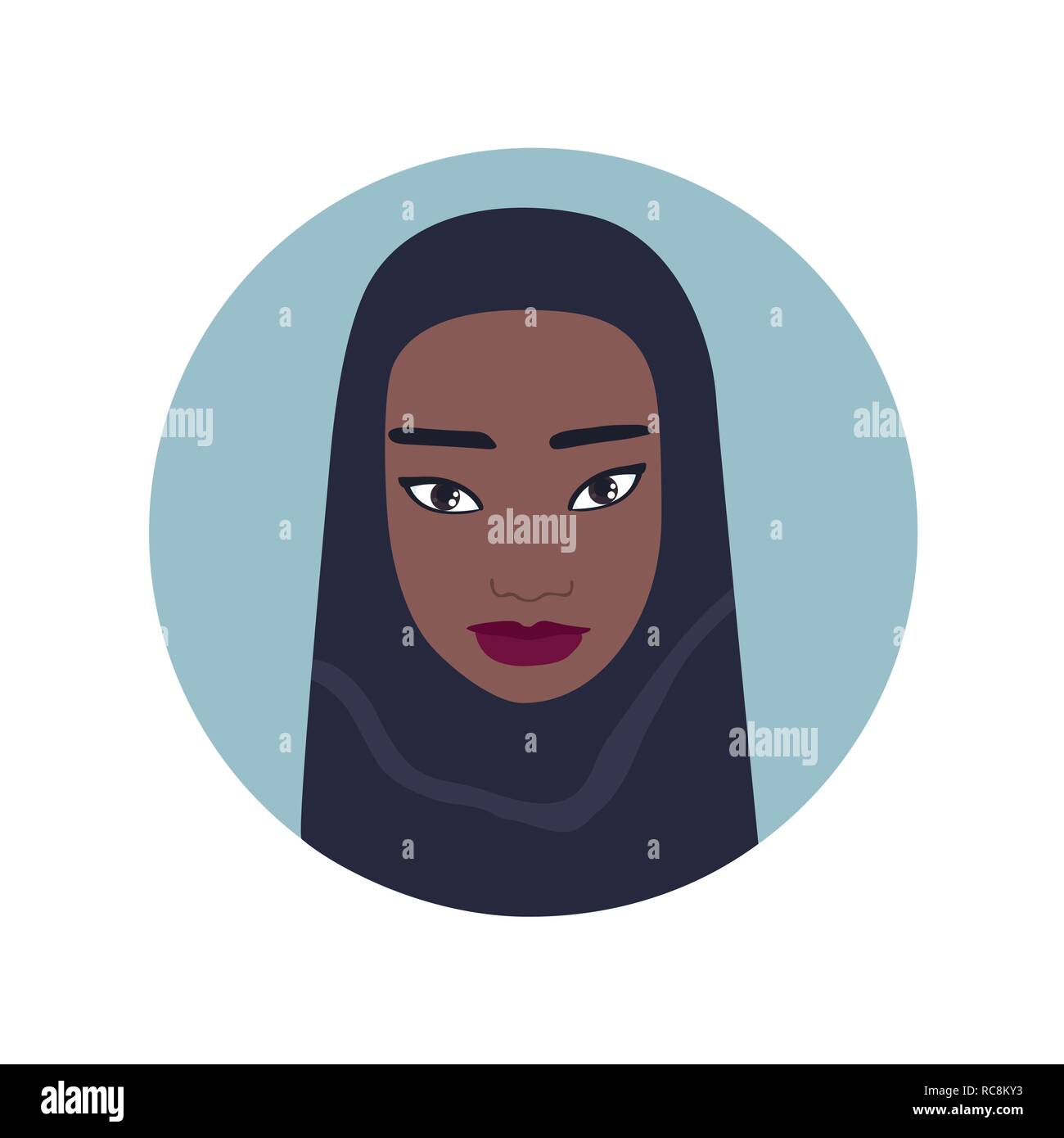 Lovely young girl portrait Beautiful Muslim woman face wearing hijab Stock Vector