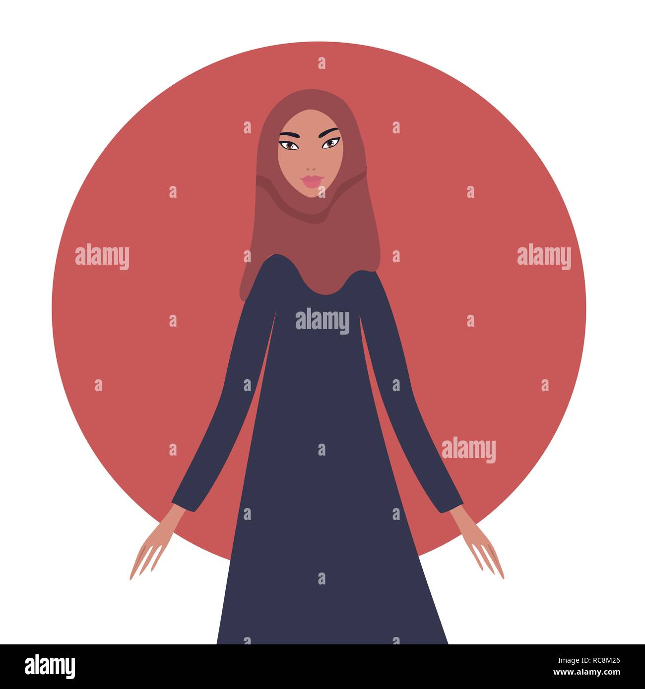 Lovely happy young girl Portrait Beautiful Muslim woman Stock Vector