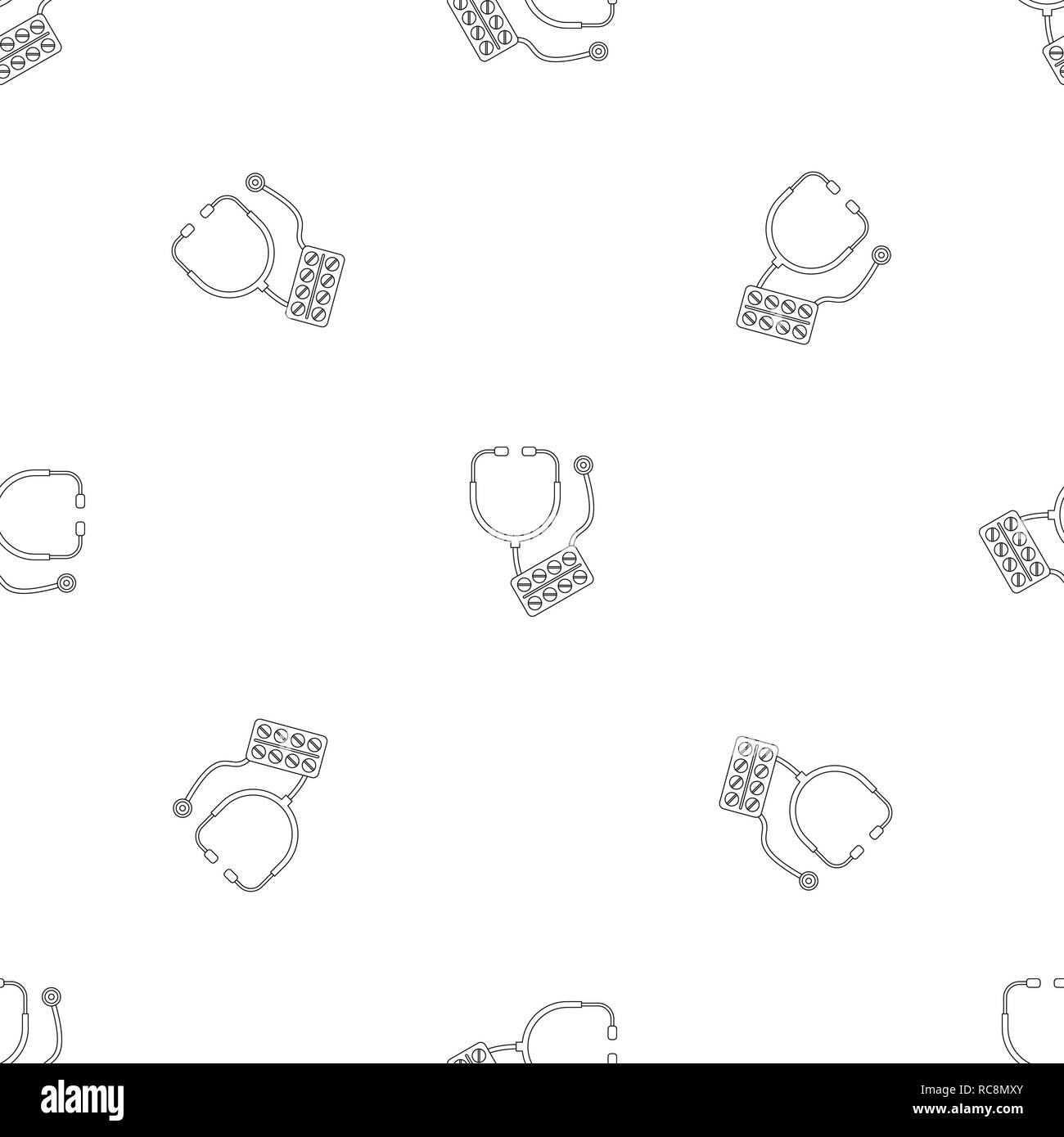 Stethoscope pills icon. Outline illustration of stethoscope pills vector icon for web design isolated on white background Stock Vector