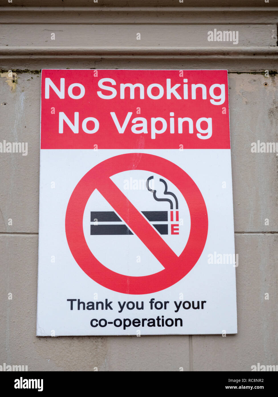 A no smoking and no vaping sign on the seafront at Eastbourne East Sussex UK Stock Photo