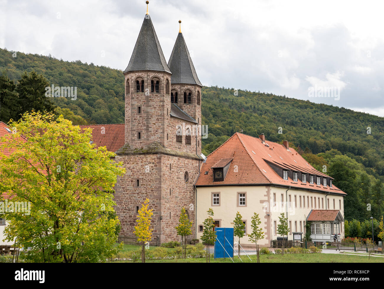 Romanesque basilica Bursfelde Abbey, Hemeln, Hannoversch Münden, Lower Saxony, Germany, Europe Stock Photo