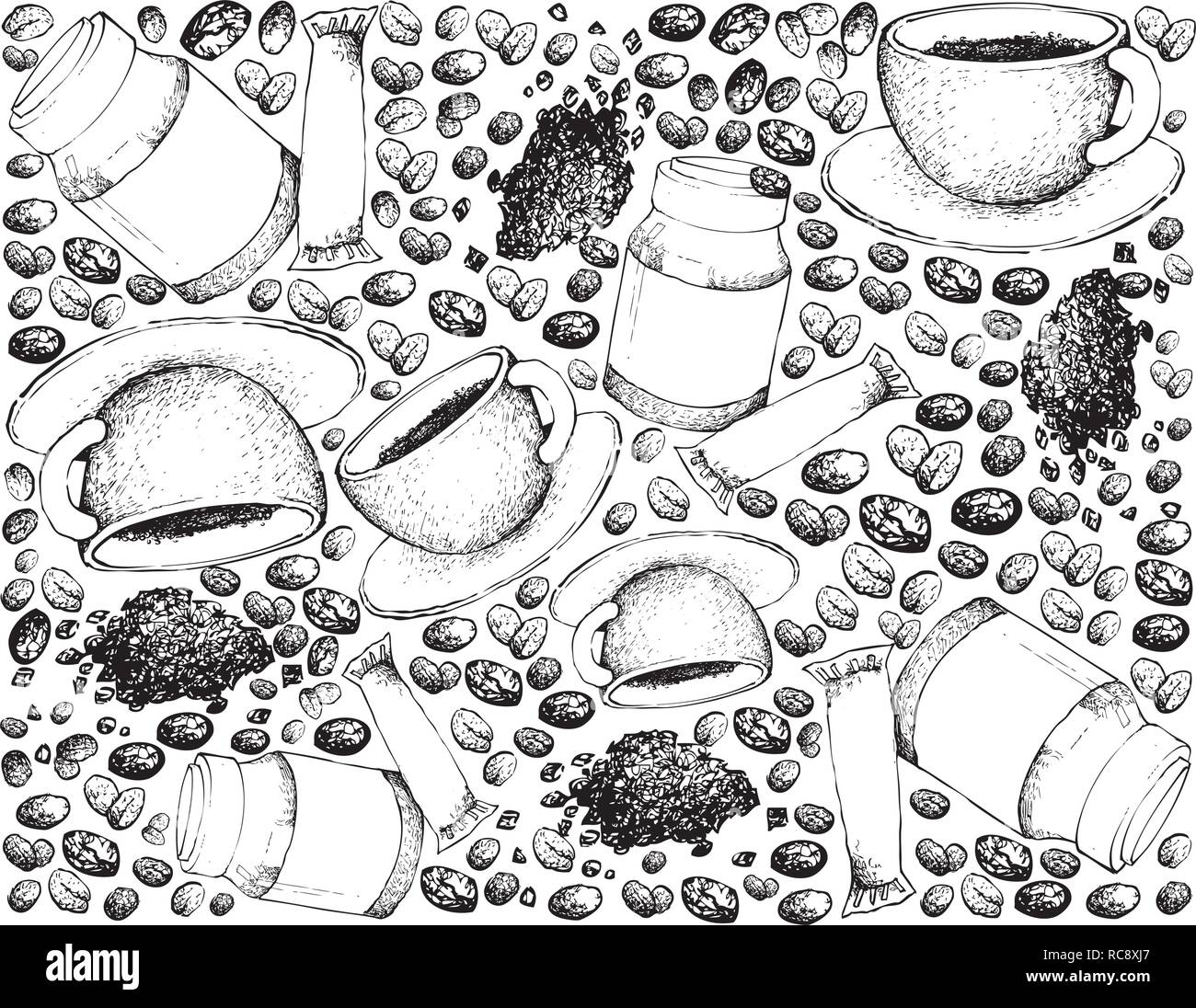 Illustration Wallpaper Background Of Hand Drawn Sketch Of Cups Of Coffee With Roasted Coffee Bean Isolated On White Background Stock Vector Image Art Alamy Illustration Wallpaper Background Of Hand Drawn Sketch Of Cups Of Coffee With Roasted Coffee Bean Isolated On White Background Stock Vector Image Art Alamy