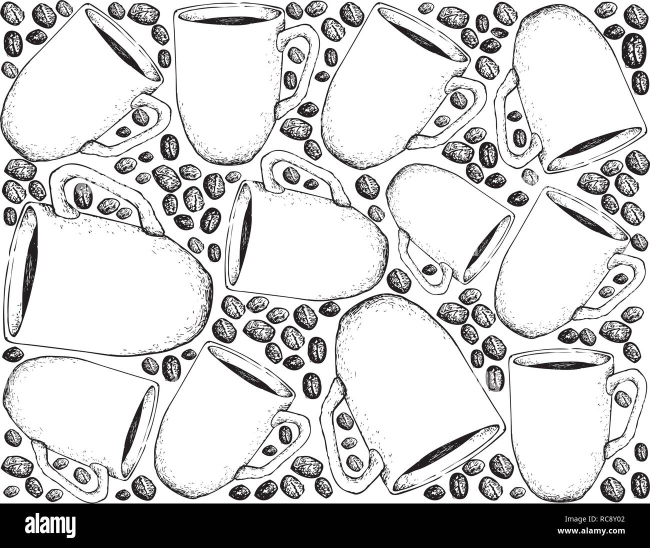 Illustration Wallpaper Background Of Hand Drawn Sketch Of Coffee Mugs With Roasted Coffee Beans Isolated On White Background Stock Vector Image Art Alamy Illustration Wallpaper Background Of Hand Drawn Sketch Of Coffee Mugs With Roasted Coffee Beans Isolated On White Background Stock Vector Image Art Alamy